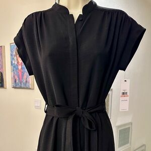 Calvin Klein Black Tie-Waist Shirt Dress | Size 2 | NWT